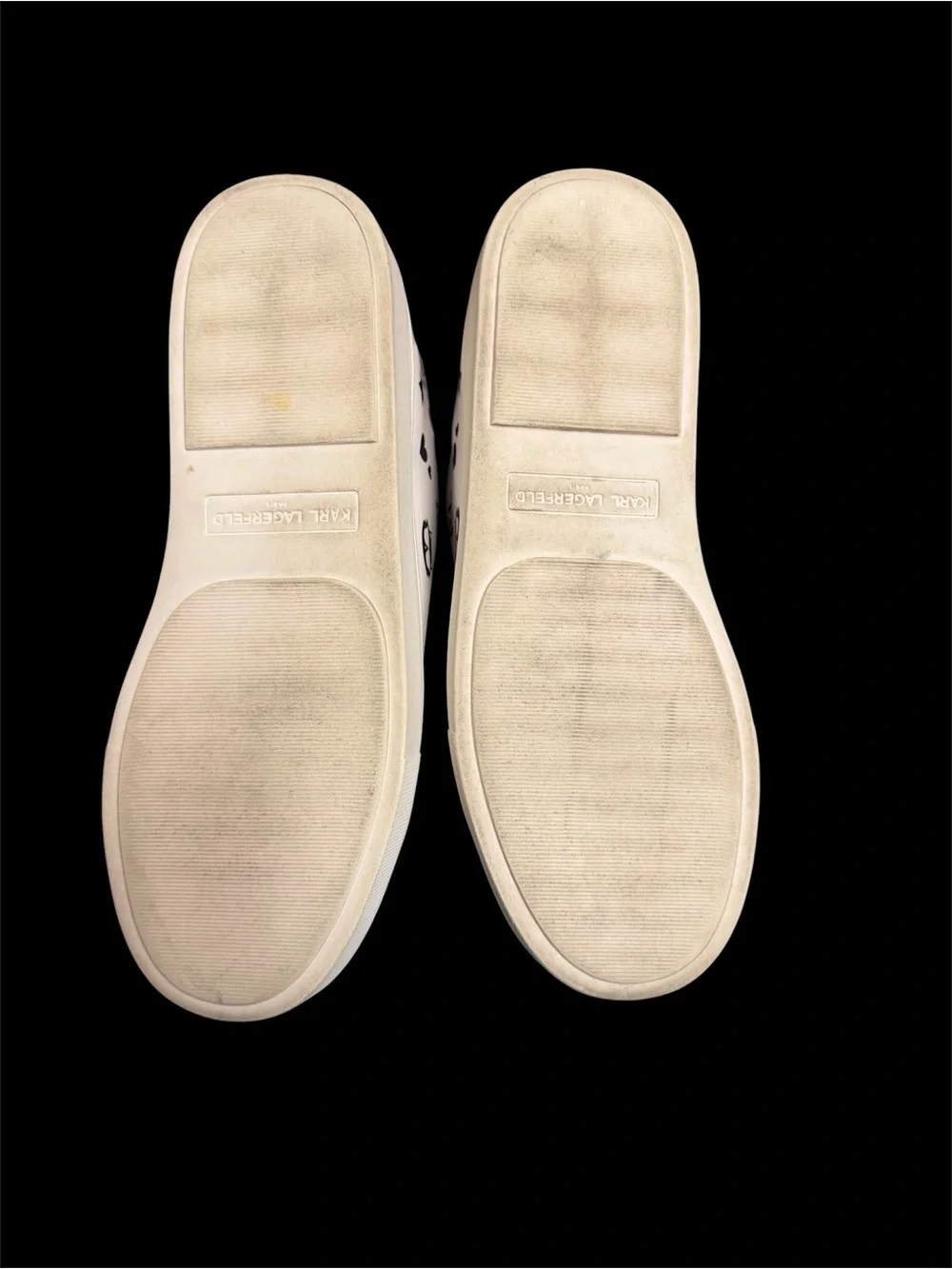 Karl Lagerfeld Paris Woman’s White Low-Top Sneakers with Black Logo Icons Sz 7.5 - Picture 10 of 11